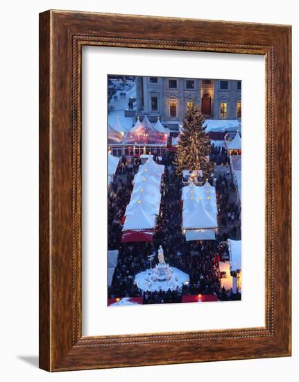 Germany, Berlin, Dusk, Gendarmenmarkt, Christmas Market from Above-Catharina Lux-Framed Photographic Print