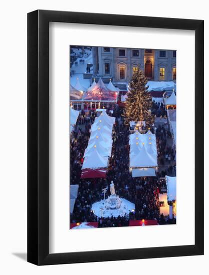 Germany, Berlin, Dusk, Gendarmenmarkt, Christmas Market from Above-Catharina Lux-Framed Photographic Print