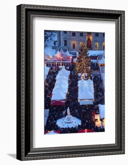 Germany, Berlin, Dusk, Gendarmenmarkt, Christmas Market from Above-Catharina Lux-Framed Photographic Print