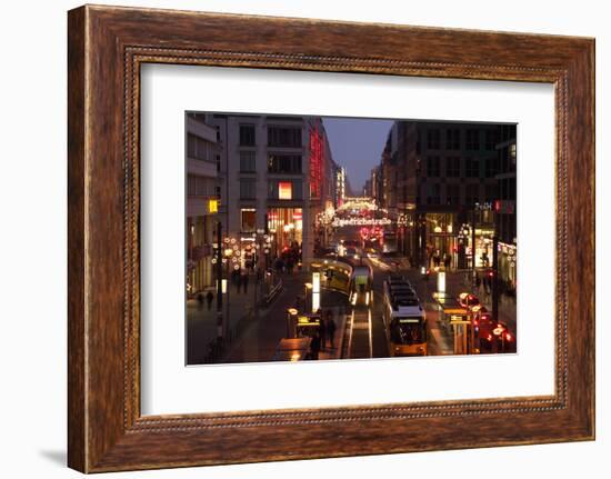 Germany, Berlin, Friedrichstrasse, Night, Festive Lighting-Catharina Lux-Framed Photographic Print