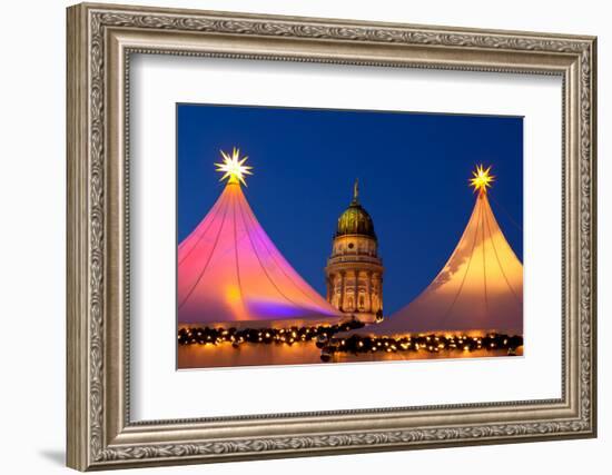Germany, Berlin, Gendarmenmarkt, Christmas Market, Dome, Dusk, Lighting-Catharina Lux-Framed Photographic Print