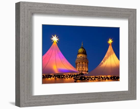 Germany, Berlin, Gendarmenmarkt, Christmas Market, Dome, Dusk, Lighting-Catharina Lux-Framed Photographic Print