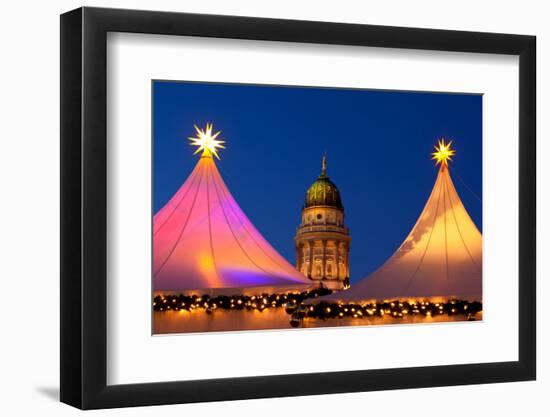 Germany, Berlin, Gendarmenmarkt, Christmas Market, Dome, Dusk, Lighting-Catharina Lux-Framed Photographic Print