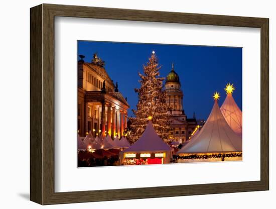 Germany, Berlin, Gendarmenmarkt, Christmas Market, Dusk, Dome, Lighting, Evening-Catharina Lux-Framed Photographic Print