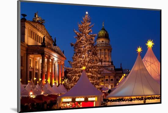 Germany, Berlin, Gendarmenmarkt, Christmas Market, Dusk, Dome, Lighting, Evening-Catharina Lux-Mounted Photographic Print