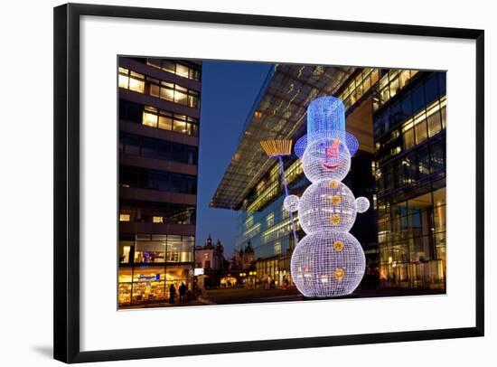 Germany, Berlin, Kudamm, Neues Kranzlereck, Christmas Decoration, Snowman, Evening-Catharina Lux-Framed Photographic Print