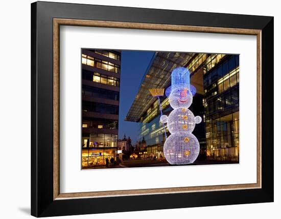 Germany, Berlin, Kudamm, Neues Kranzlereck, Christmas Decoration, Snowman, Evening-Catharina Lux-Framed Photographic Print