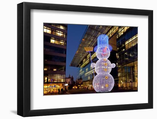 Germany, Berlin, Kudamm, Neues Kranzlereck, Christmas Decoration, Snowman, Evening-Catharina Lux-Framed Photographic Print