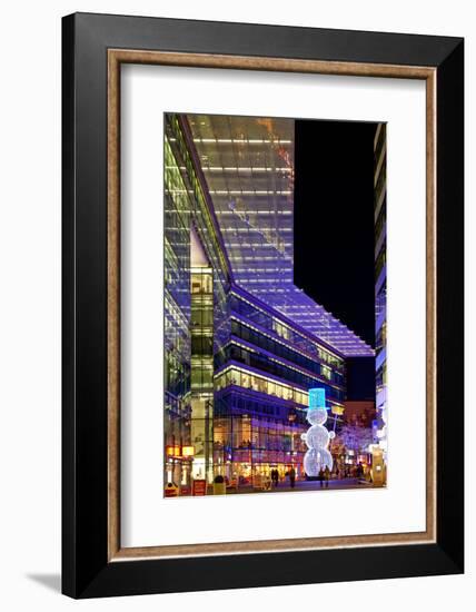 Germany, Berlin, Kudamm, Neues Kranzlereck, Shopping Centre, Snowman, Evening-Catharina Lux-Framed Photographic Print