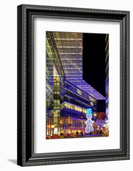 Germany, Berlin, Kudamm, Neues Kranzlereck, Shopping Centre, Snowman, Evening-Catharina Lux-Framed Photographic Print