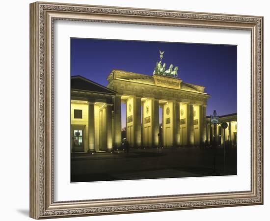 Germany, Berlin, Mitte, Pariser Platz, the Brandenburg Gate, Early Classicism, Dusk-Andreas Keil-Framed Photographic Print