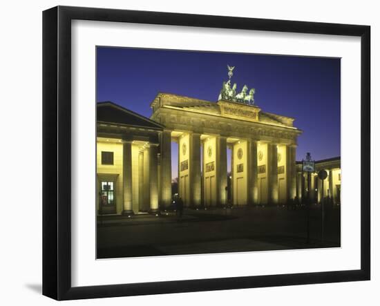 Germany, Berlin, Mitte, Pariser Platz, the Brandenburg Gate, Early Classicism, Dusk-Andreas Keil-Framed Photographic Print