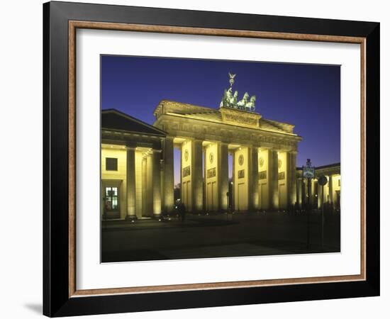 Germany, Berlin, Mitte, Pariser Platz, the Brandenburg Gate, Early Classicism, Dusk-Andreas Keil-Framed Photographic Print