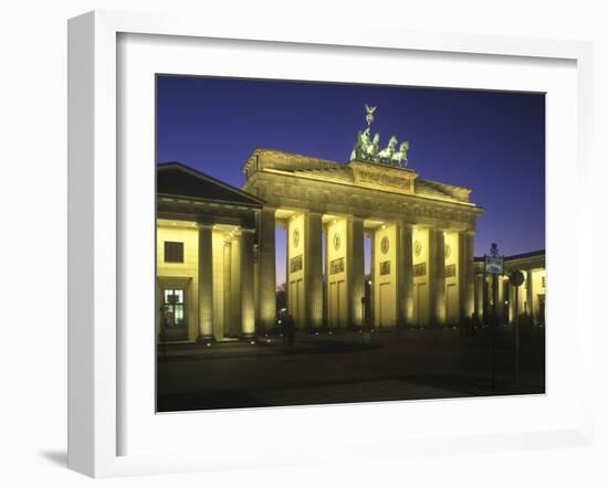 Germany, Berlin, Mitte, Pariser Platz, the Brandenburg Gate, Early Classicism, Dusk-Andreas Keil-Framed Photographic Print