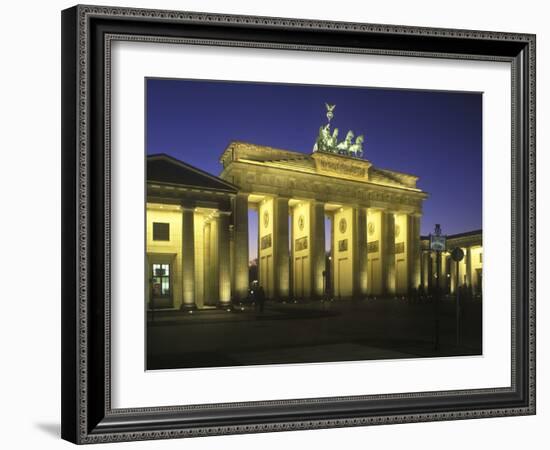 Germany, Berlin, Mitte, Pariser Platz, the Brandenburg Gate, Early Classicism, Dusk-Andreas Keil-Framed Photographic Print