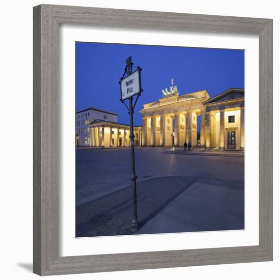 Germany, Berlin, Pariser Platz (Square), the Brandenburg Gate, Night-Rainer Mirau-Framed Photographic Print