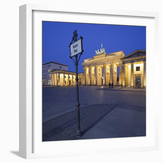 Germany, Berlin, Pariser Platz (Square), the Brandenburg Gate, Night-Rainer Mirau-Framed Photographic Print