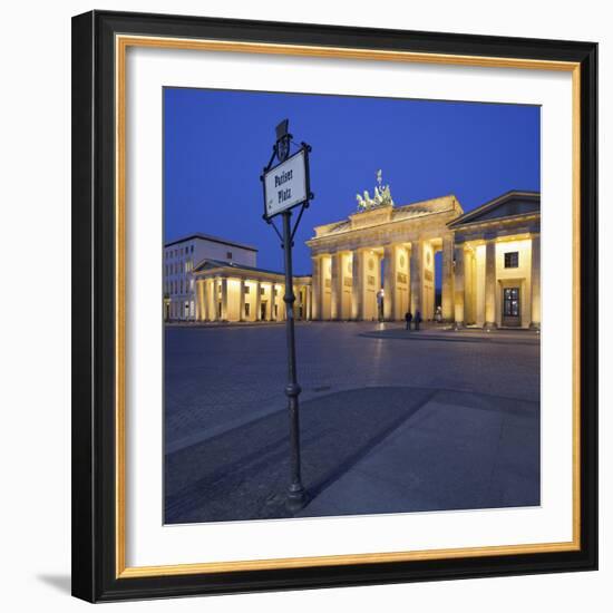 Germany, Berlin, Pariser Platz (Square), the Brandenburg Gate, Night-Rainer Mirau-Framed Photographic Print