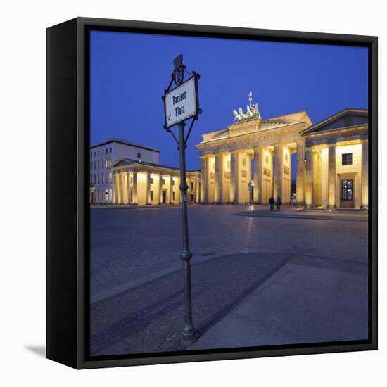 Germany, Berlin, Pariser Platz (Square), the Brandenburg Gate, Night-Rainer Mirau-Framed Premier Image Canvas