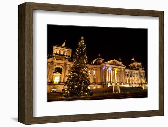 Germany, Berlin, Reichstag, Christmas Decoration, Night-Catharina Lux-Framed Photographic Print