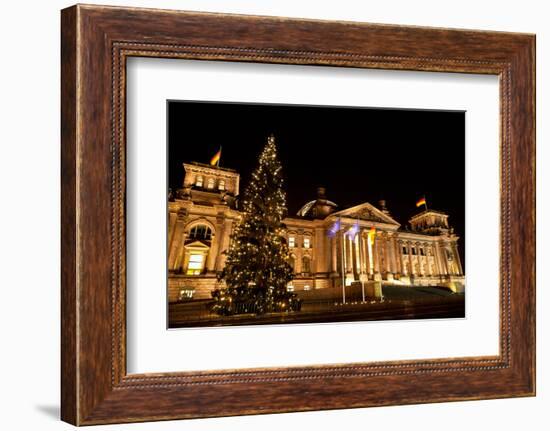 Germany, Berlin, Reichstag, Christmas Decoration, Night-Catharina Lux-Framed Photographic Print