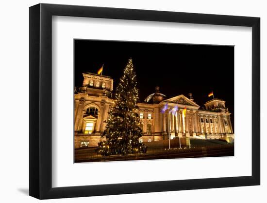 Germany, Berlin, Reichstag, Christmas Decoration, Night-Catharina Lux-Framed Photographic Print