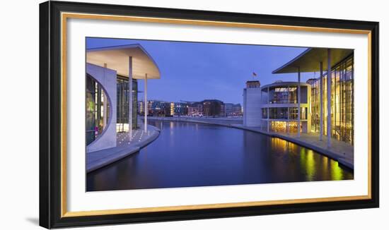 Germany, Berlin, River Spree, Paul Lšbe Haus, Marie-Elisabeth-LŸders-Haus, Dusk-Rainer Mirau-Framed Photographic Print