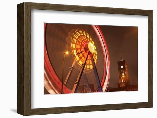 Germany, Berlin, Rotes Rathaus (Red City Hall), Ferris Wheel, Night, Snow-Catharina Lux-Framed Photographic Print