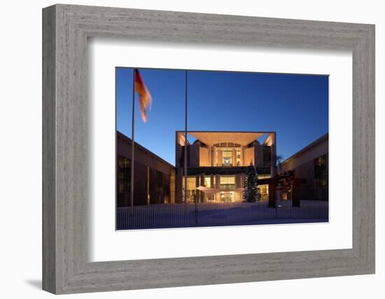 Germany, Berlin, Snow, German Chancellery, Night Photography-Catharina Lux-Framed Photographic Print