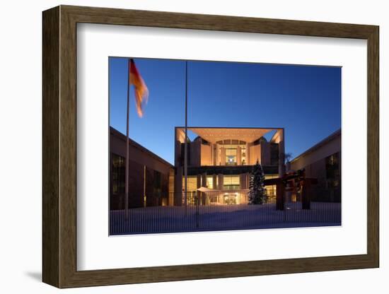 Germany, Berlin, Snow, German Chancellery, Night Photography-Catharina Lux-Framed Photographic Print