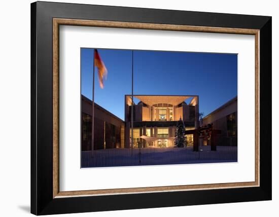 Germany, Berlin, Snow, German Chancellery, Night Photography-Catharina Lux-Framed Photographic Print