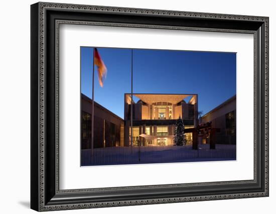 Germany, Berlin, Snow, German Chancellery, Night Photography-Catharina Lux-Framed Photographic Print