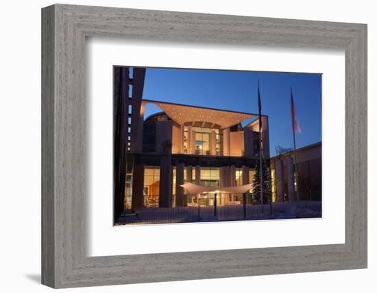 Germany, Berlin, Snow, German Chancellery, Night Photography-Catharina Lux-Framed Photographic Print