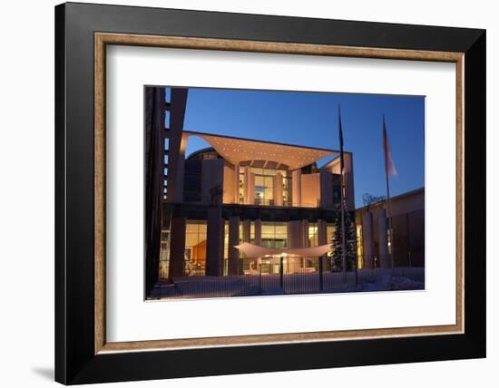 Germany, Berlin, Snow, German Chancellery, Night Photography-Catharina Lux-Framed Photographic Print