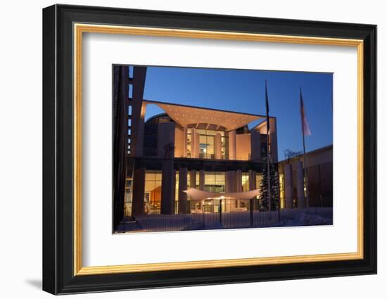 Germany, Berlin, Snow, German Chancellery, Night Photography-Catharina Lux-Framed Photographic Print