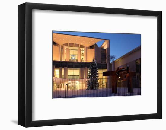 Germany, Berlin, Snow, German Chancellery, Night Photography-Catharina Lux-Framed Photographic Print