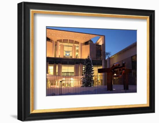 Germany, Berlin, Snow, German Chancellery, Night Photography-Catharina Lux-Framed Photographic Print