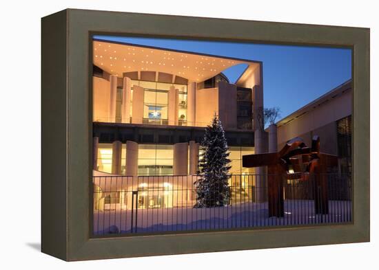 Germany, Berlin, Snow, German Chancellery, Night Photography-Catharina Lux-Framed Premier Image Canvas