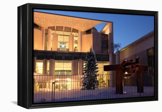 Germany, Berlin, Snow, German Chancellery, Night Photography-Catharina Lux-Framed Premier Image Canvas