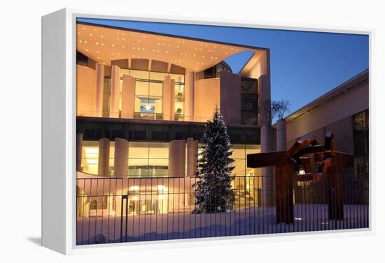 Germany, Berlin, Snow, German Chancellery, Night Photography-Catharina Lux-Framed Premier Image Canvas
