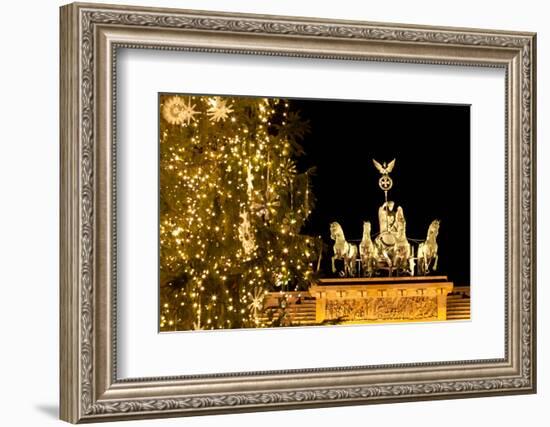 Germany, Berlin, the Brandenburg Gate, Christmas Tree, Night-Catharina Lux-Framed Photographic Print