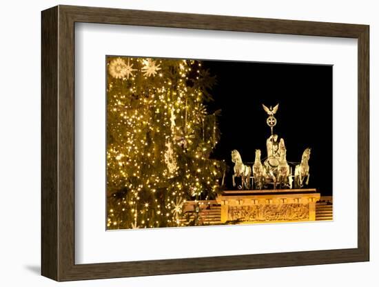 Germany, Berlin, the Brandenburg Gate, Christmas Tree, Night-Catharina Lux-Framed Photographic Print