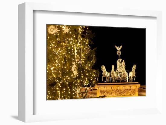 Germany, Berlin, the Brandenburg Gate, Christmas Tree, Night-Catharina Lux-Framed Photographic Print