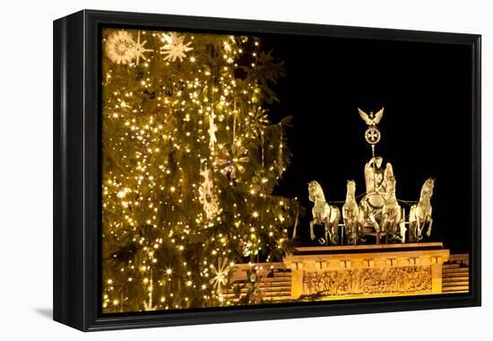 Germany, Berlin, the Brandenburg Gate, Christmas Tree, Night-Catharina Lux-Framed Premier Image Canvas