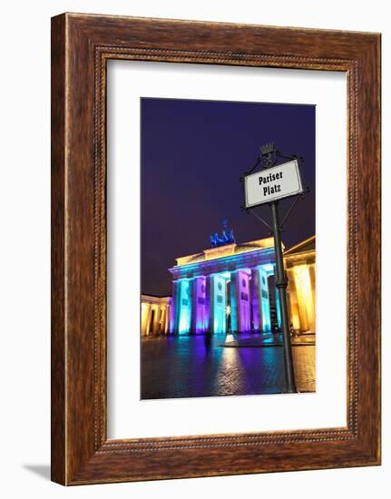 Germany, Berlin, the Brandenburg Gate, Evening, Lighting, Illumination, Evening-Catharina Lux-Framed Photographic Print