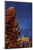 Germany, Berlin, the Brandenburg Gate, Night, Christmas Tree-Catharina Lux-Mounted Photographic Print