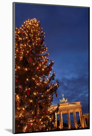 Germany, Berlin, the Brandenburg Gate, Night, Christmas Tree-Catharina Lux-Mounted Photographic Print