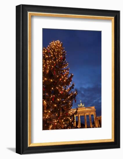 Germany, Berlin, the Brandenburg Gate, Night, Christmas Tree-Catharina Lux-Framed Photographic Print