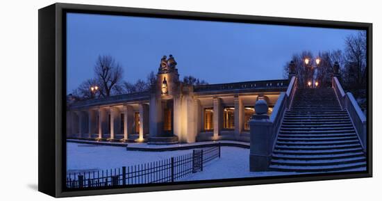 Germany, Berlin, Volkspark Schšneberg, Snow, Underground Station, Panorama, Dusk-Catharina Lux-Framed Premier Image Canvas