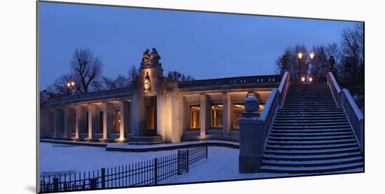 Germany, Berlin, Volkspark Schšneberg, Snow, Underground Station, Panorama, Dusk-Catharina Lux-Mounted Photographic Print